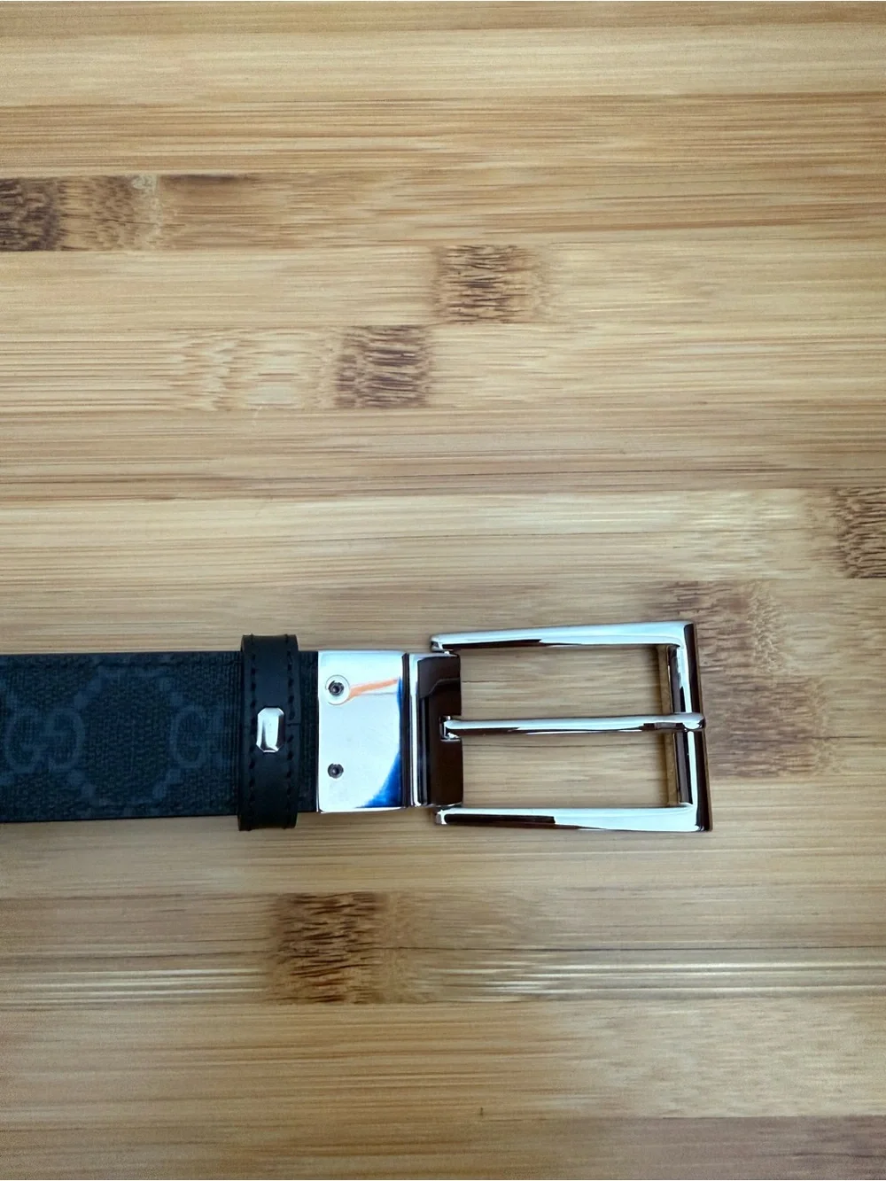 Gucci Black Reversible Leather Belt with Silver-Tone Buckle